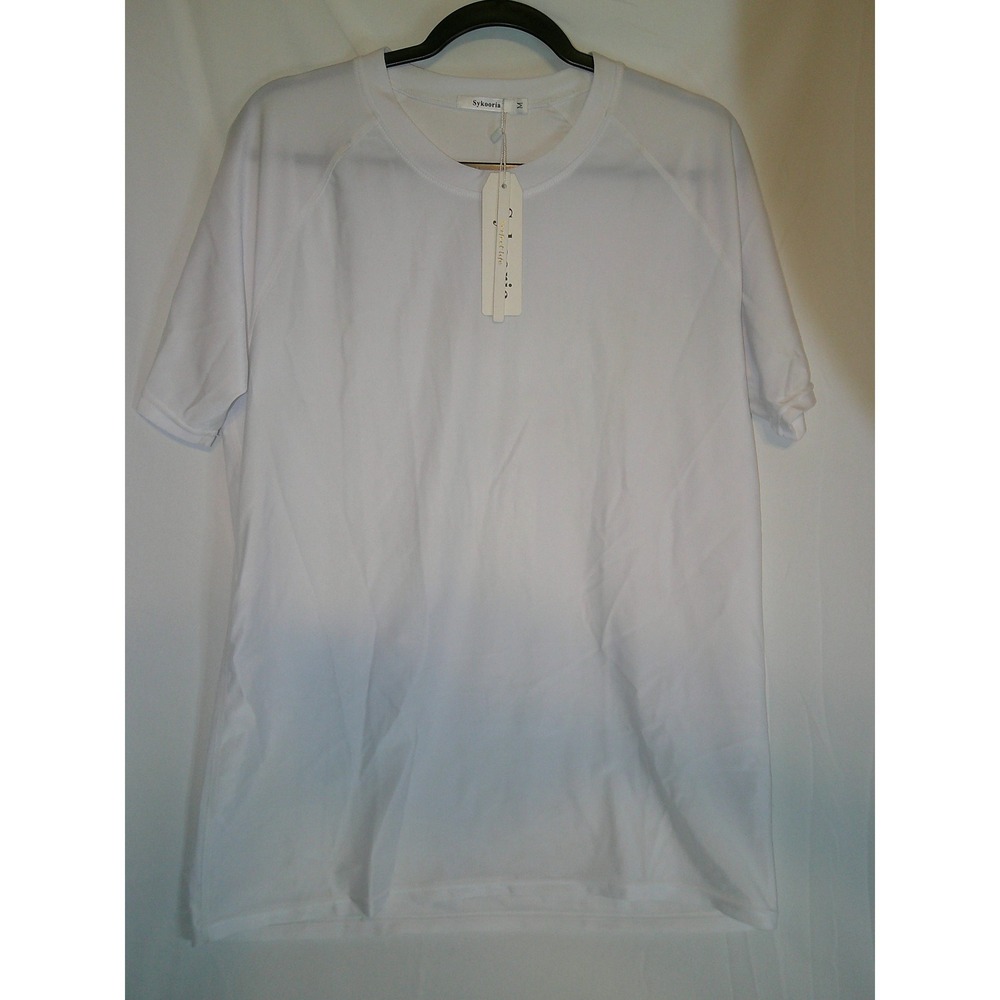 Sykooria Classic White Crew Neck TShirt‎ Short Sleeve Performance Medium